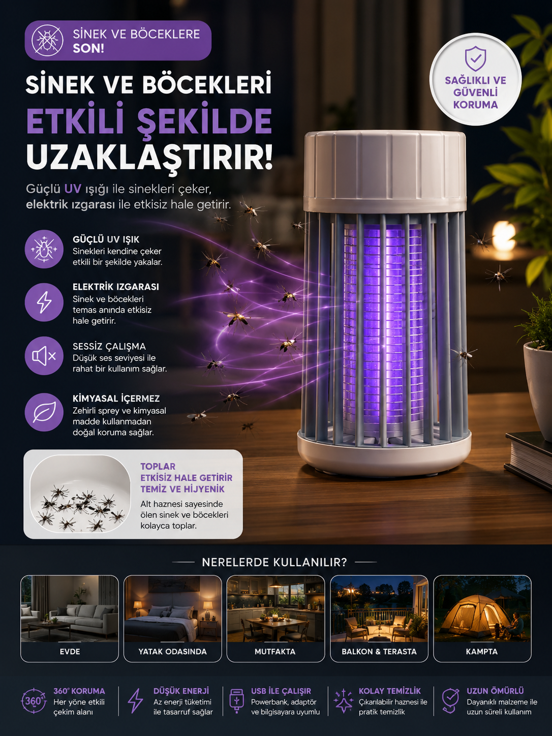 MİNİ TAŞINABİLİR SİNEK ÖLDÜRÜCÜ UV LAMBA